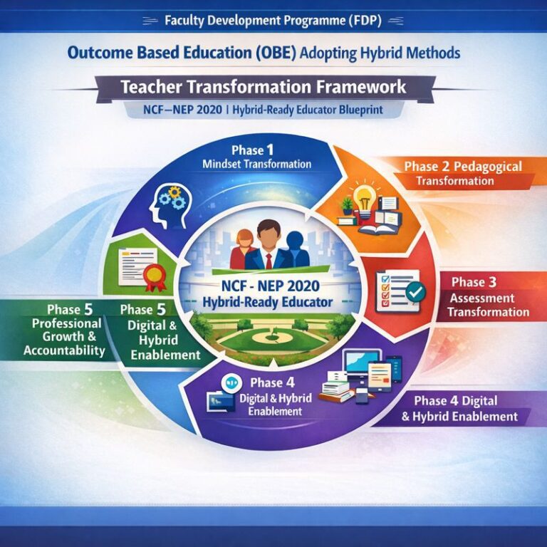 Faculty Development Programme (FDP) for school teachers enhances teaching skills, adopts modern pedagogy (like Outcome-Based Education, ICT, AI), boosts professional growth, and improves student outcomes through training in leadership, technology, subject matter, and soft skills, ensuring educators remain competent and innovative in today's dynamic learning environment. These programs, offered by universities, organizations, and online platforms, focus on holistic teacher development for academic excellence.